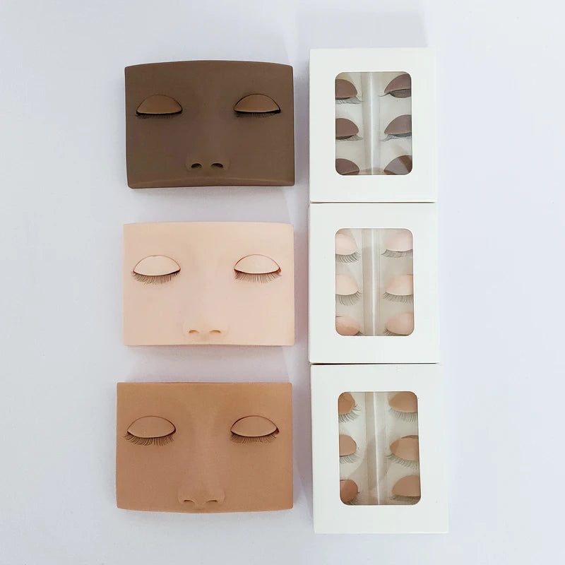Eyelash Extension Practice Mannequin Head Kit with Removable Eyelids - Silicone Cosmetic Model for Lash Grafting Training