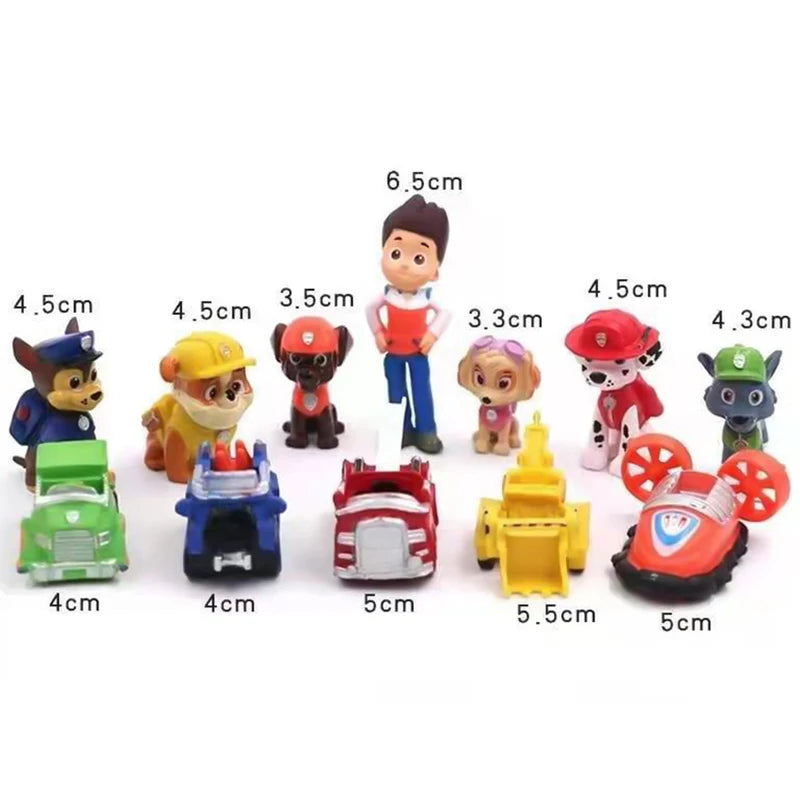 12Pcs Animal Paw Patrol Figures PVC Doll Toys for Kids - Birthday Gift