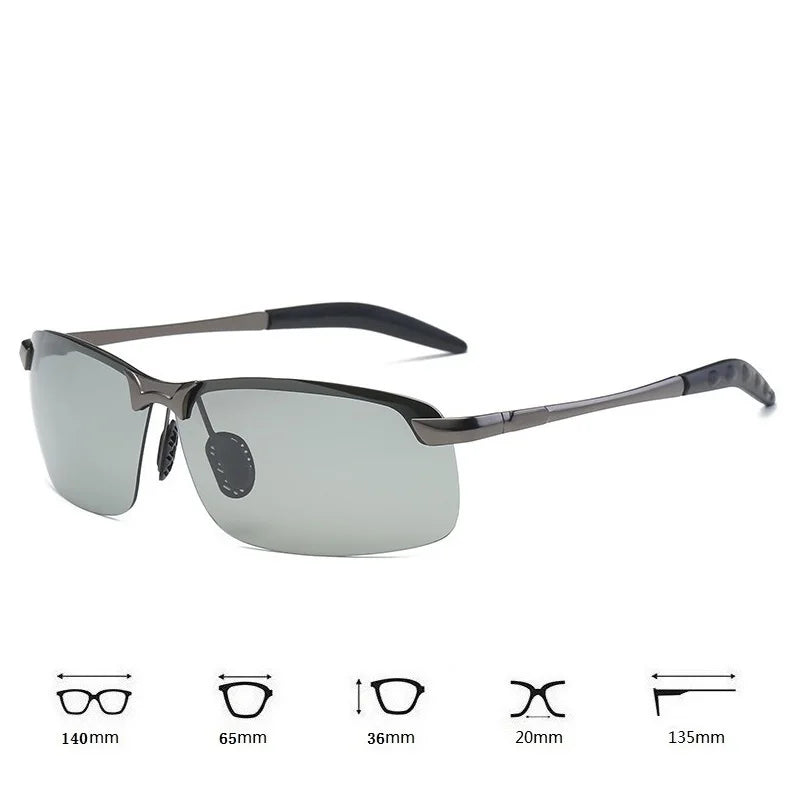 Men Photochromic Polarized Sunglasses with UV400 Protection for Driving and Fishing