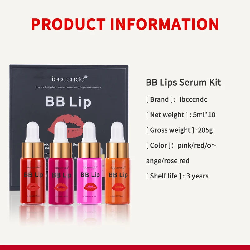 Lip Gloss Set with Tinted Pigments - Semi-Permanent Moisturizing Lip Care Kit