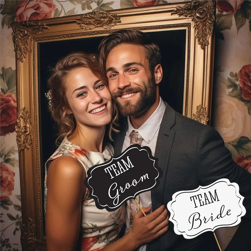 Wedding Photo Booth Props Set Mustache Lips Glasses for Bridal Shower & Party