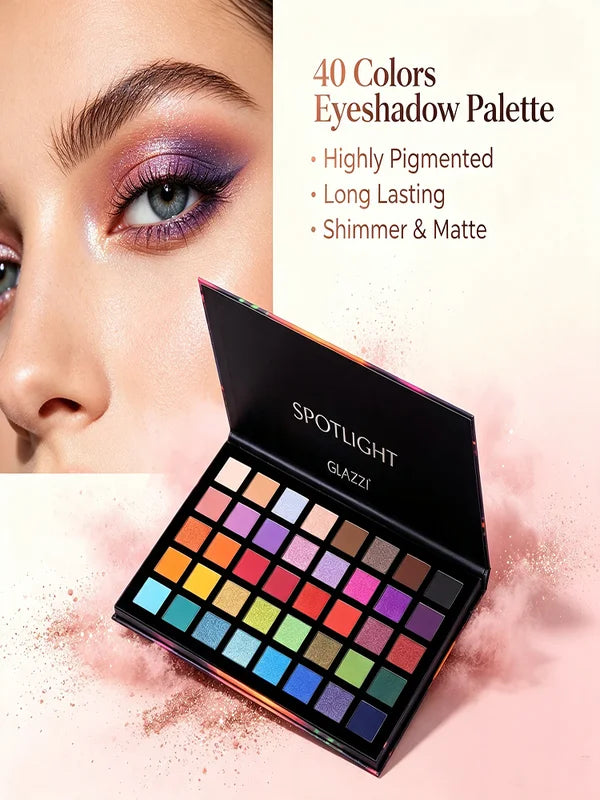 40-Color All-Purpose Eye Shadow Palette with Brush Set - Matte & Pearlescent Shades, Versatile Makeup for Any Occasion, Holiday Gift Idea