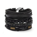4PCS Multi-Layer Wooden Beads Men's Bracelet Set - Vintage Fashion Accessories