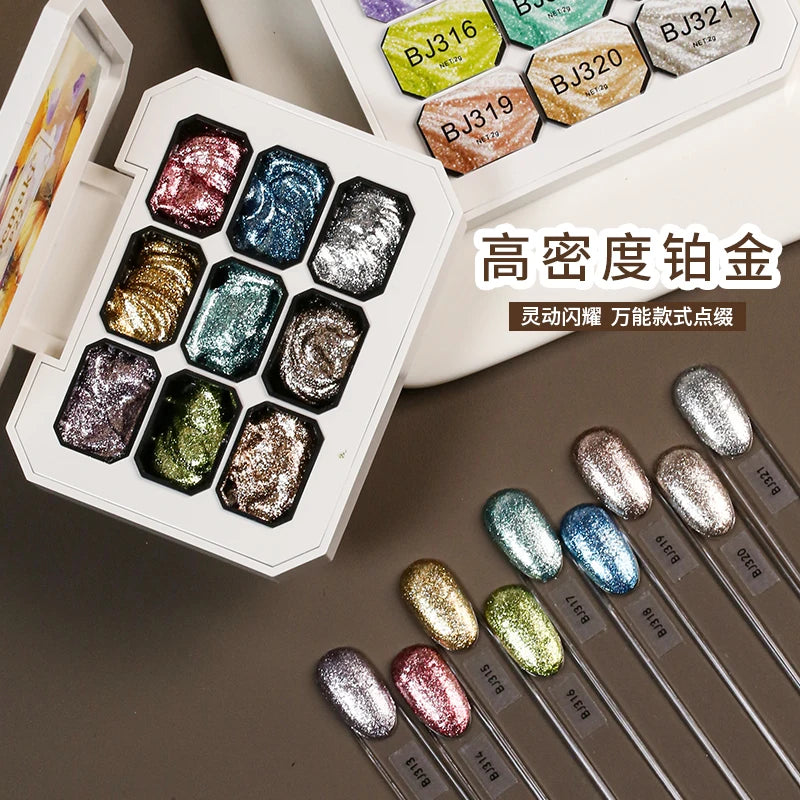 Galaxy Starburst Glitter Gel Nail Polish Set - 9 Colors, Semi-Permanent UV/LED