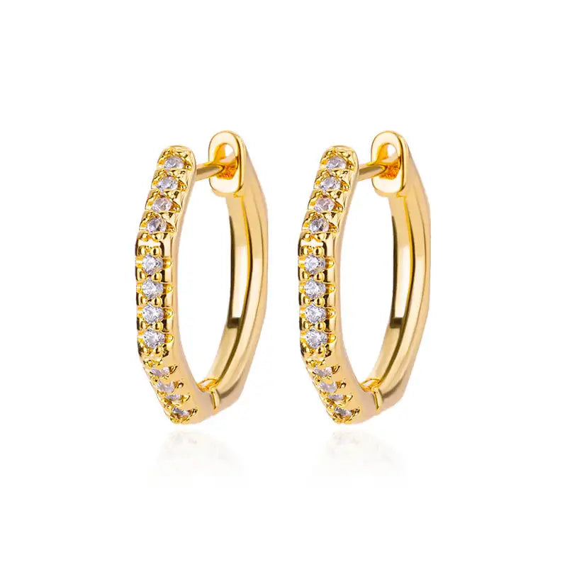 Polygon Zirconia Earrings for Women Stainless Steel Hoop Jewelry Trend 2024