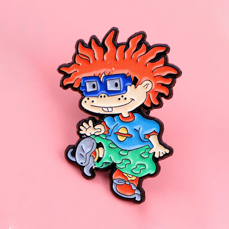 4pcs Cartoon Character Enamel Lapel Pins for Backpack & Clothing - Kids & Women Jewelry Gifts