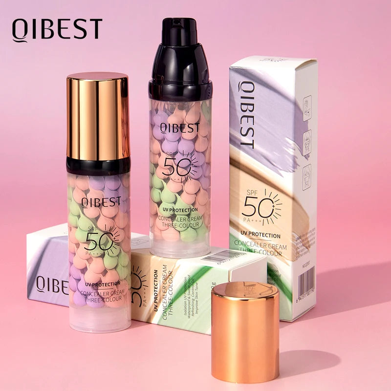 Three Color Makeup Concealer Cream - Brightening, SPF, Face Primer, Moisturizing