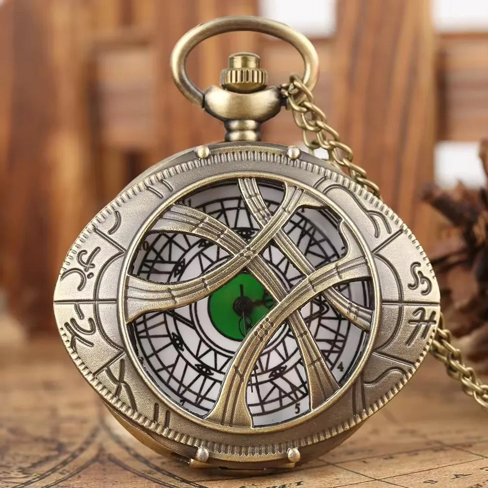 Vintage Pocket Watch Necklace with Old Clock Pendant - Men Women Jewelry