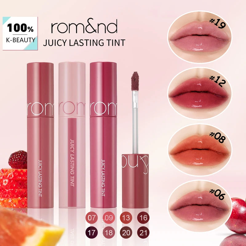 Long-Lasting Lip Tint Set - Juicy Glossy Finish, 12 Shades, Korean Makeup
