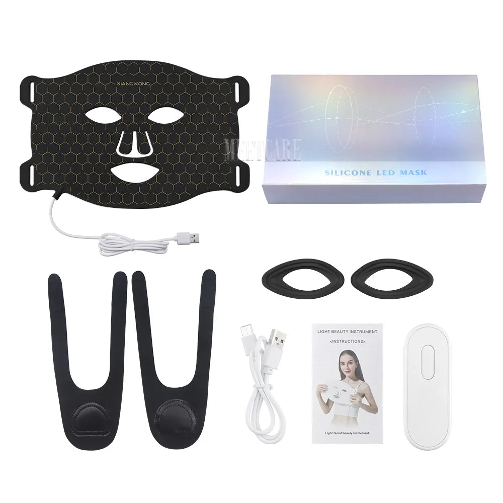 7 Colors LED Face Mask with Silicone Gel for Skin Rejuvenation & Oil Control