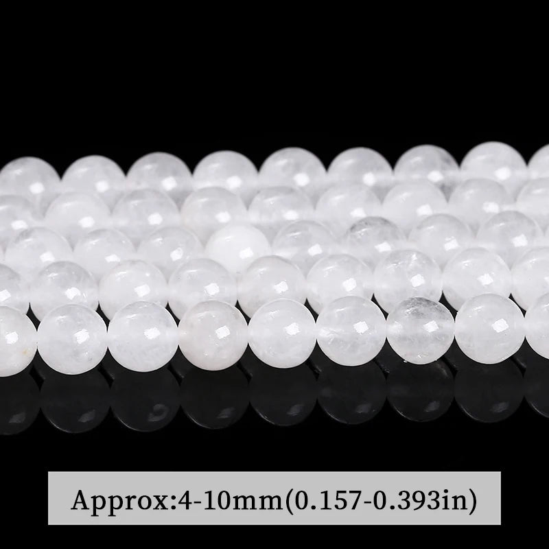 Natural Stone Beads for Jewelry Making - White Jade Round Loose Spacer Beads