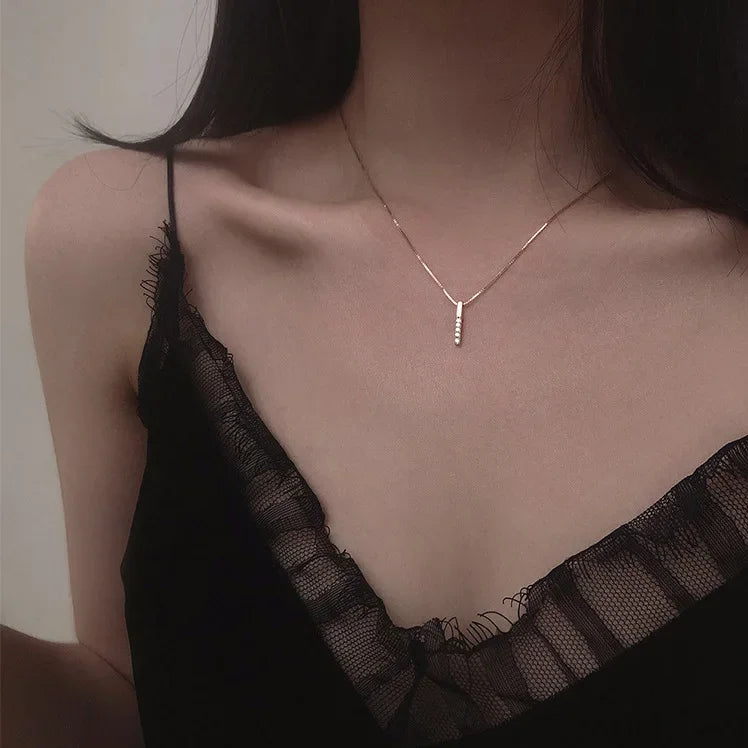 Minimalist Heart & Angel Wings Pendant Necklace Silver Tone with Cubic Zirconia