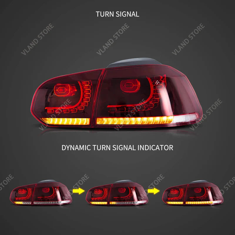 Golf MK6 Hatchback LED Tail Lights with Sequential Turn Signal Set of 2