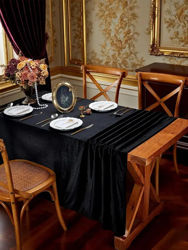 Black Velvet Tablecloth for Party Wedding & Event Decor - Solid Rectangle