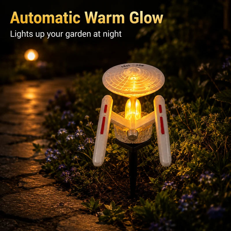 Star Trek USS Solar Spaceship Garden Light Outdoor LED Stake Lamp Sci-Fi Yard Decor