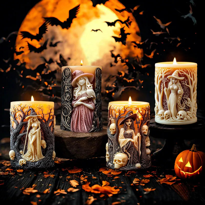 Halloween Witch Candle Mold Silicone DIY Resin Plaster Candle Making Kit