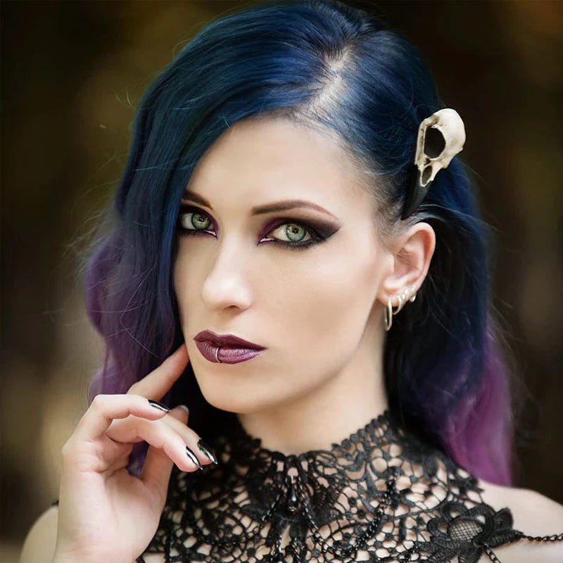 Halloween Skeleton Crow Hairpin for Women Dark Gothic Costume Accessory