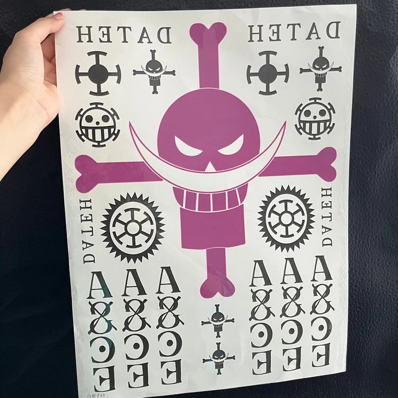 Anime Ace Portgas D Cosplay Waterproof Fake Tattoo Stickers Halloween Props