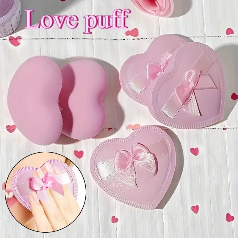 6pcs Heart-Shaped Makeup Sponge Puffs - Dry & Wet Dual Use Cosmetic Sponges