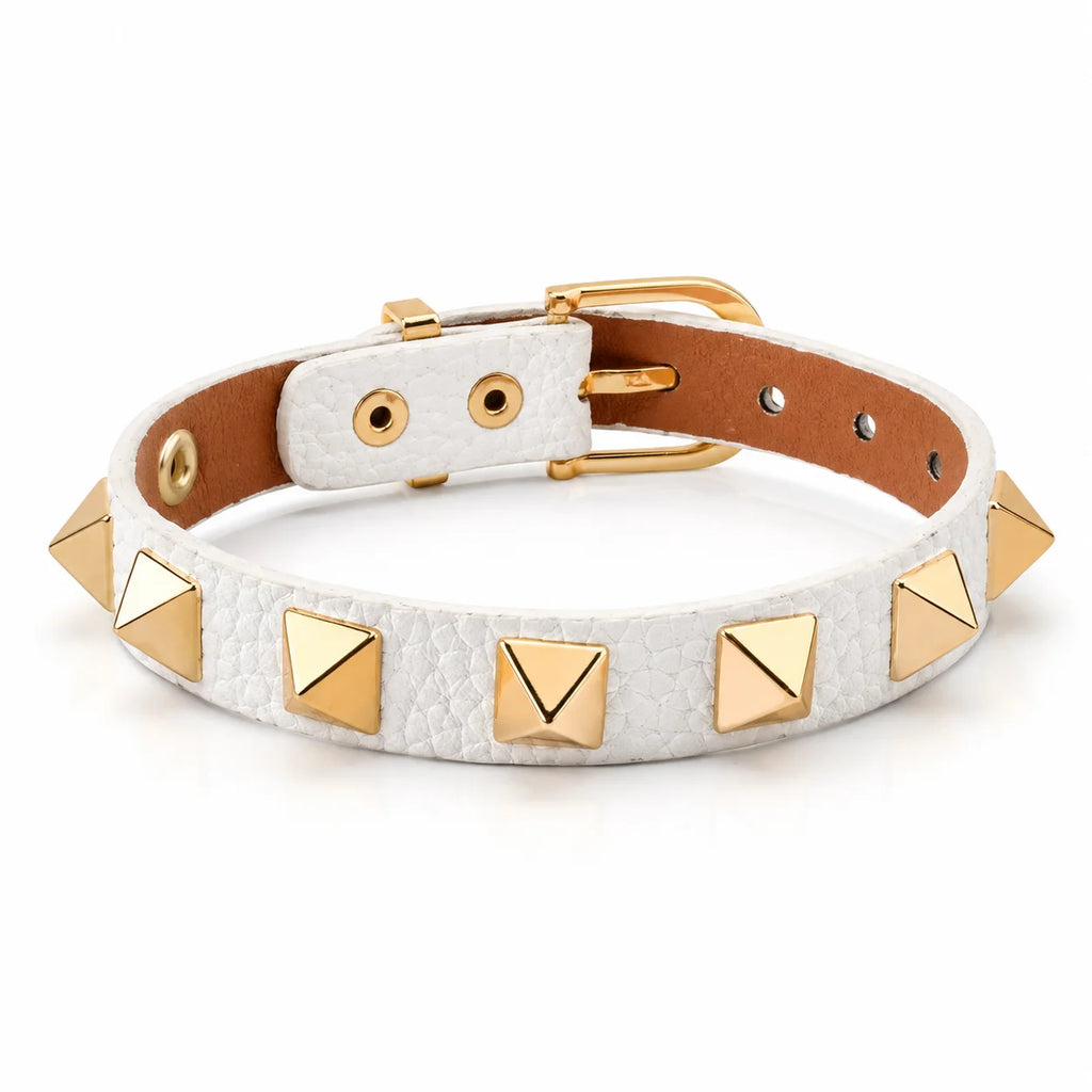 10 Color Punk Leather Bracelet for Women Men - Adjustable Bangle with Rivets & Studs