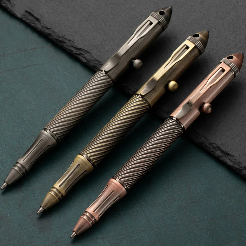 Heavy Metal Retro Style Brass Ballpoint Pen with Tungsten Steel Nib for Business and Gift Use