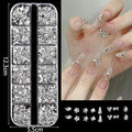 Mini Nail Art Rhinestone Decorations 12-Grid Dazzling Crystal Gems for Manicure