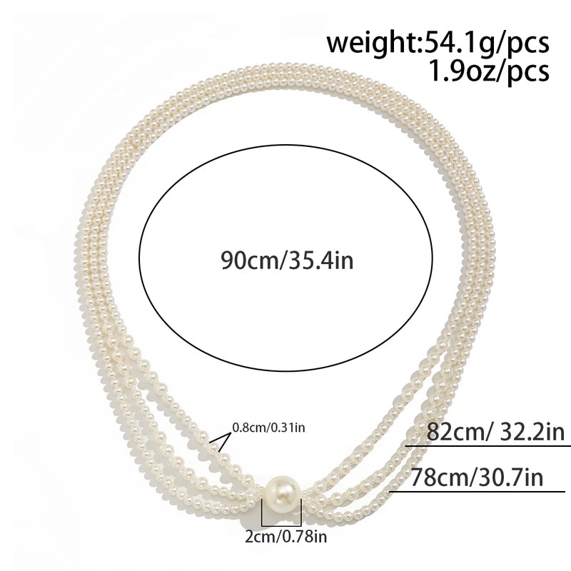 Elegant Imitation Pearl Long Chain Necklace for Women - Fashion Jewelry
