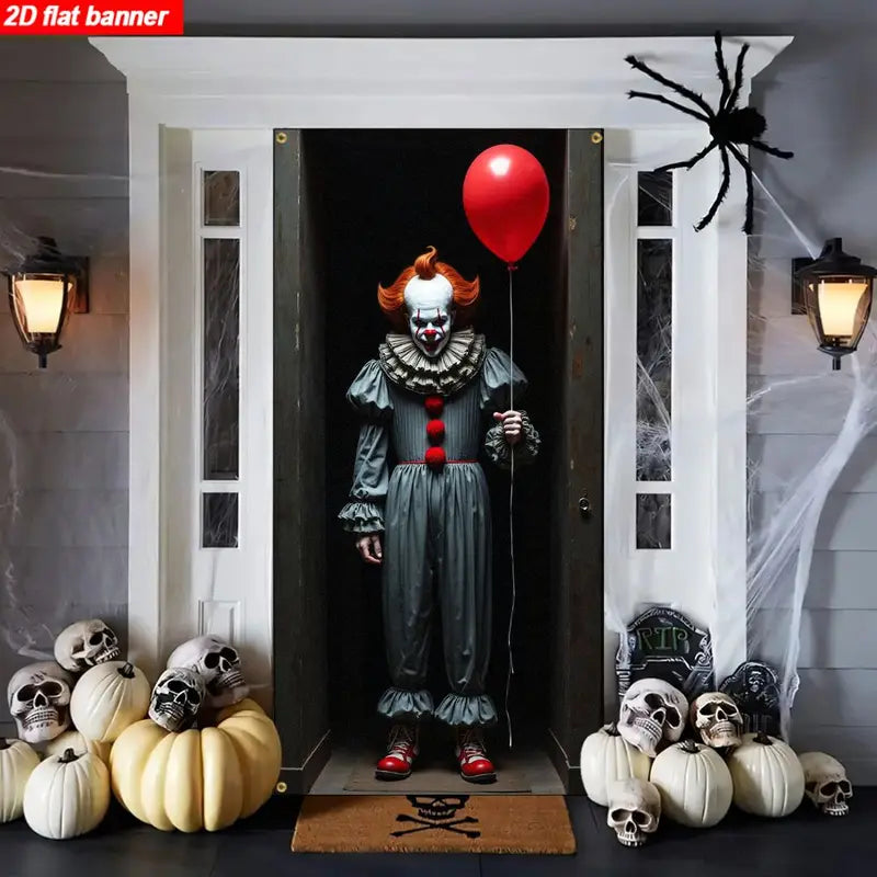 Horror Movie Themed Door Curtain Banner and Balloon Arch Decoration - Party Supplies