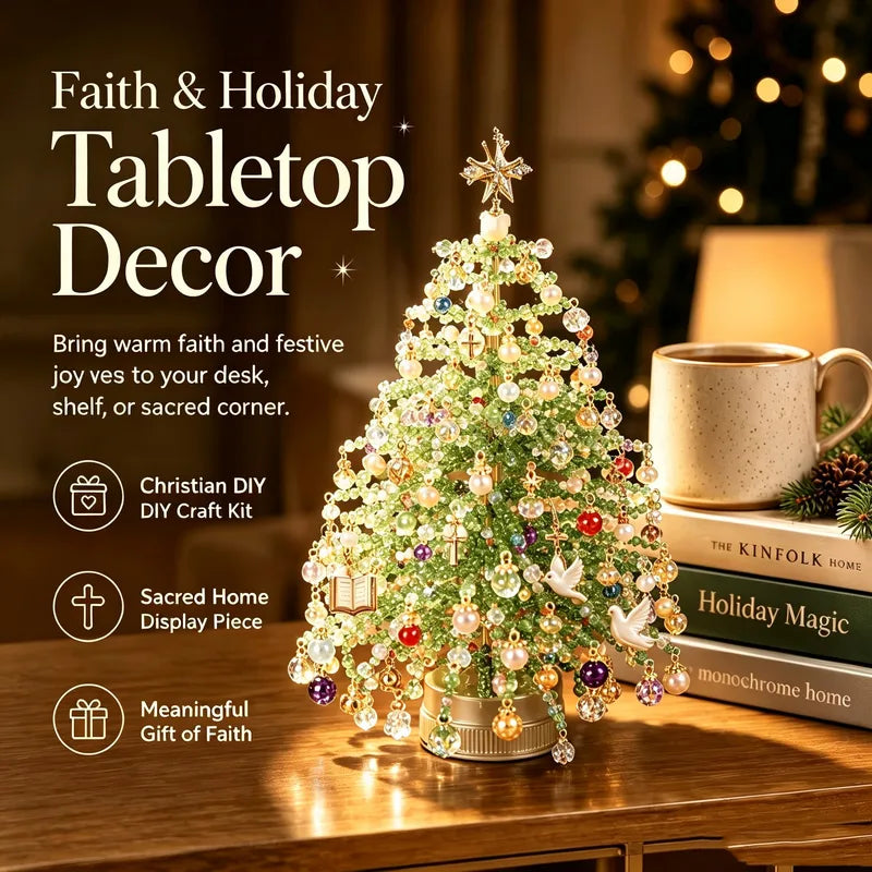 Mini Desktop Christmas Tree DIY Beaded Craft Kit - Holiday & Xmas Decor
