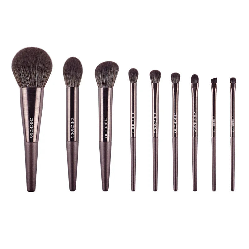 9Pcs Makeup Brush Set with High-Quality Synthetic Brushes for Face & Eyes - Black & Green Handles