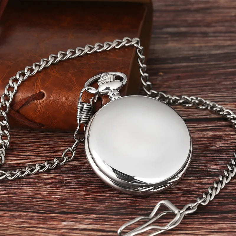 Vintage Pocket Watch Quartz Chain Watch with Alloy Case & Glossy Finish