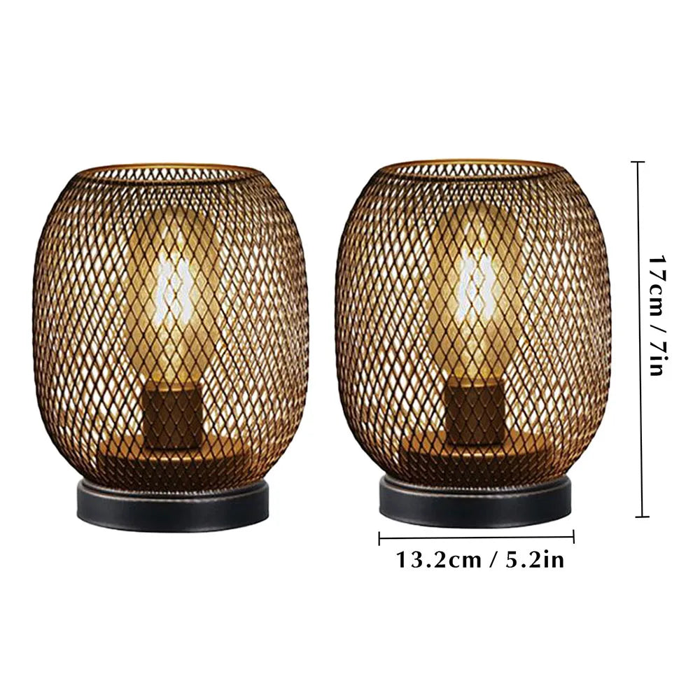 Hollow Metal Cage LED Candle Lantern - Battery Powered Cordless Lamp for Wedding & Home Decor