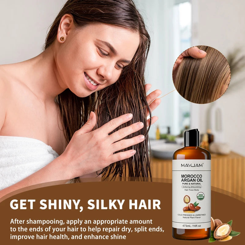 Organic Coconut & Argan Oil for Skin Hair Face Body Moisturizer 473ml