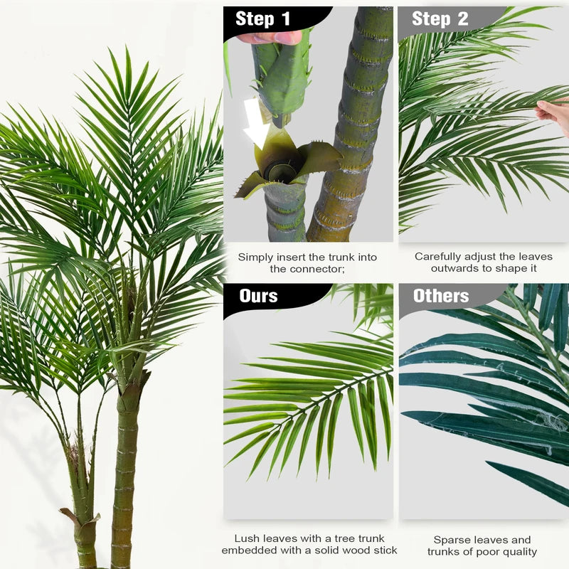 60 Inch Artificial Areca Palm Tree with Tall Planter - Lifelike Faux Indoor Outdoor Tropical Plant