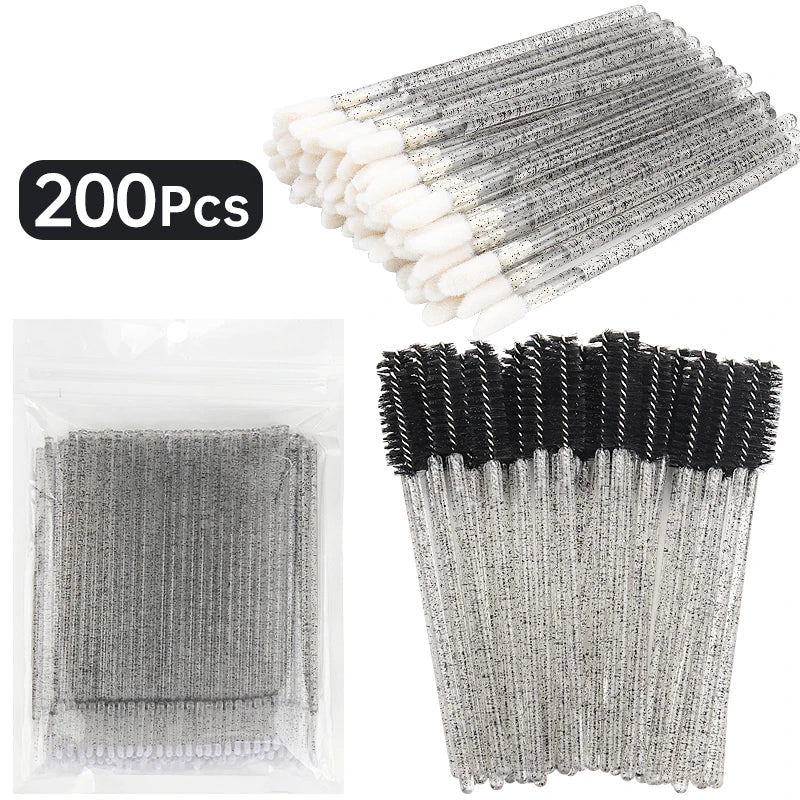 Eyelash Extension Removal Micro Makeup Brush Set for Lash & Lip Makeup, 200 Pieces