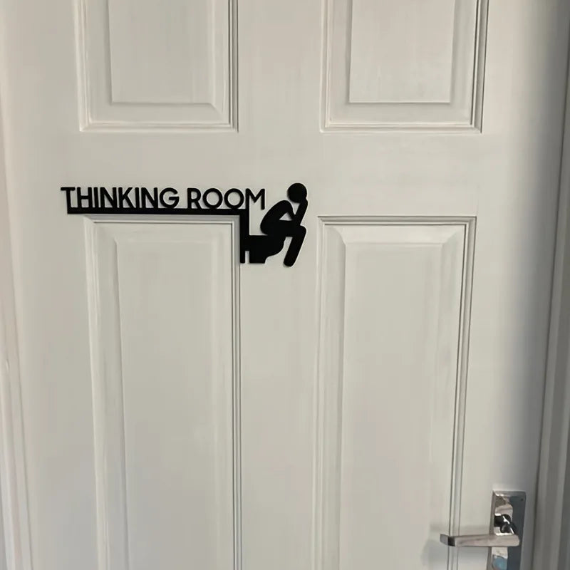 Funny Metal Bathroom Door Sign - Restroom Door Decoration Black Sign