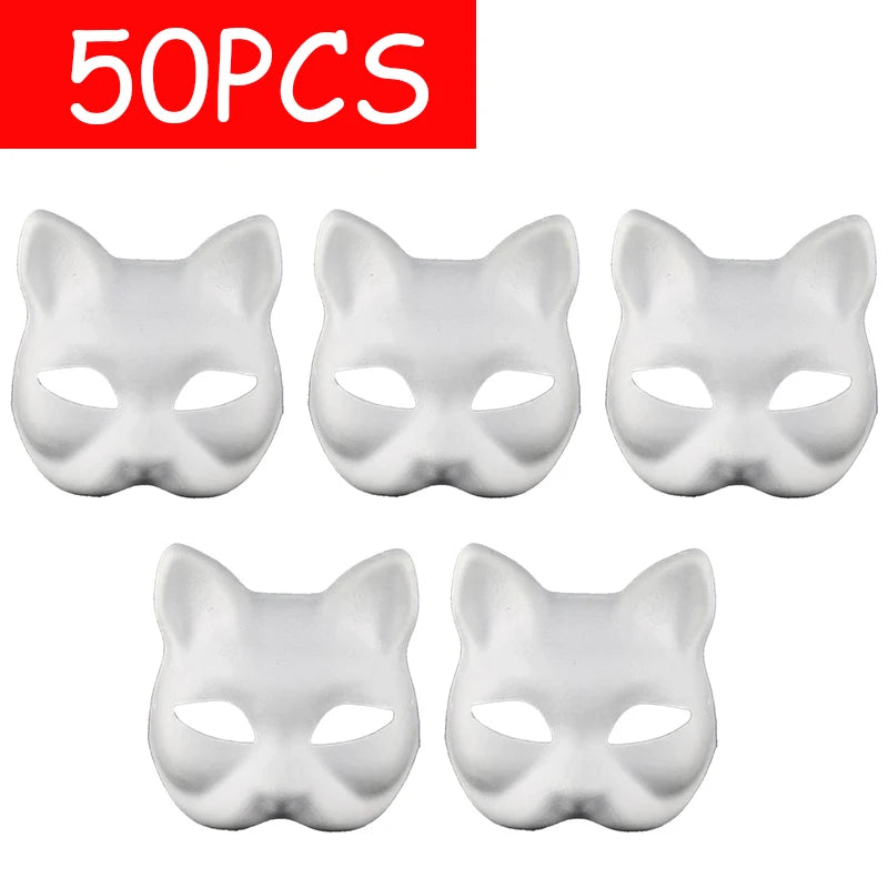 Unpainted Paper Masks Set for Halloween, Masquerade & Costume Parties