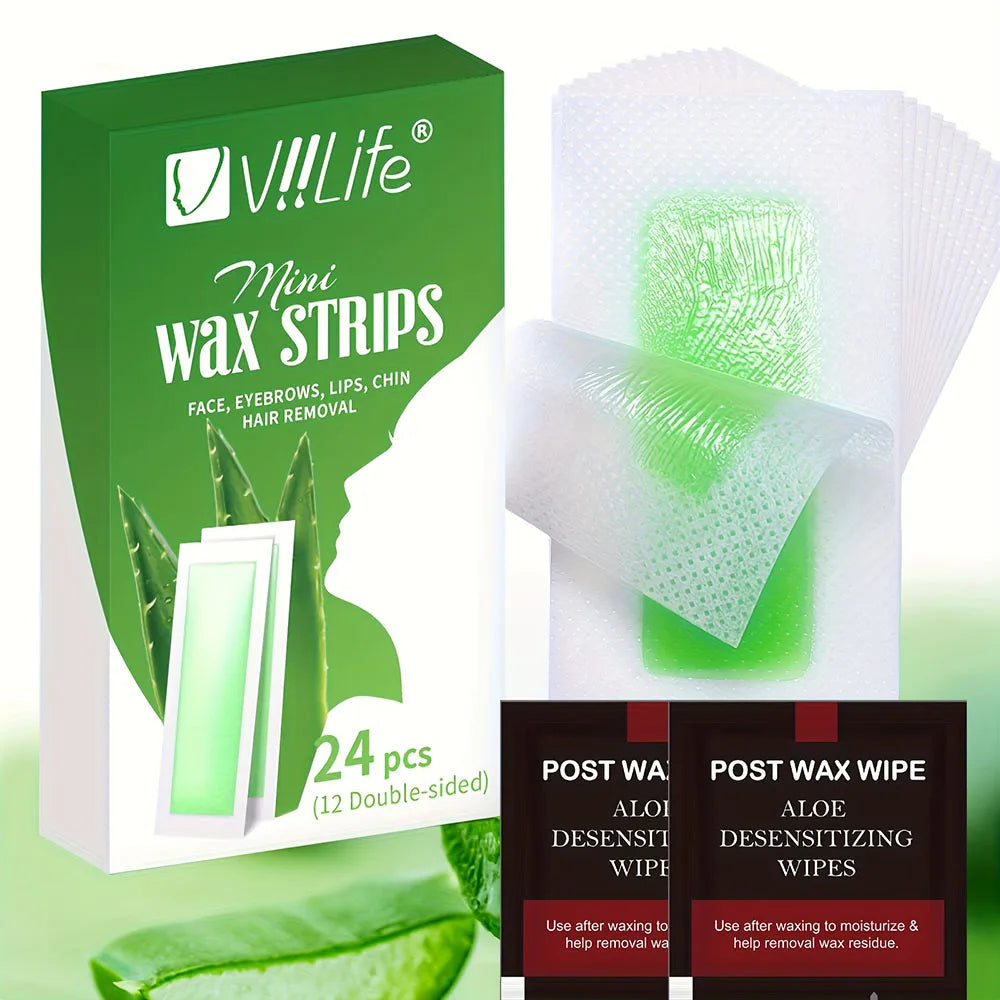 Viilife Facial Wax Strips Kit - Painless Hair Removal for All Skin Types