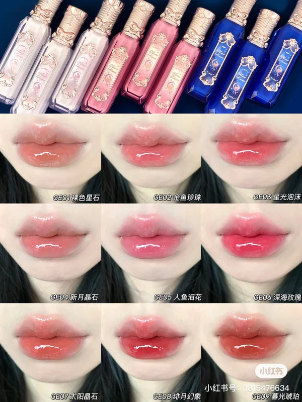 Moisturizing Lip Gloss Set with Mirror - 9 Vibrant Colors, Water Light Finish