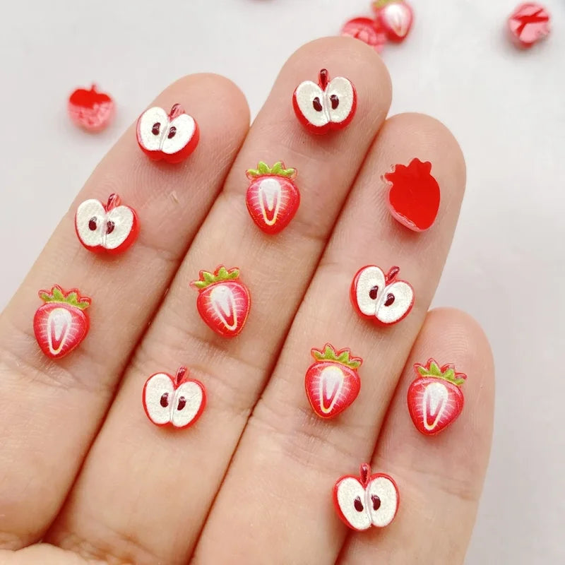 50Pcs Mini Fruit Resin Nail Art Rhinestones for DIY Manicure & Jewelry