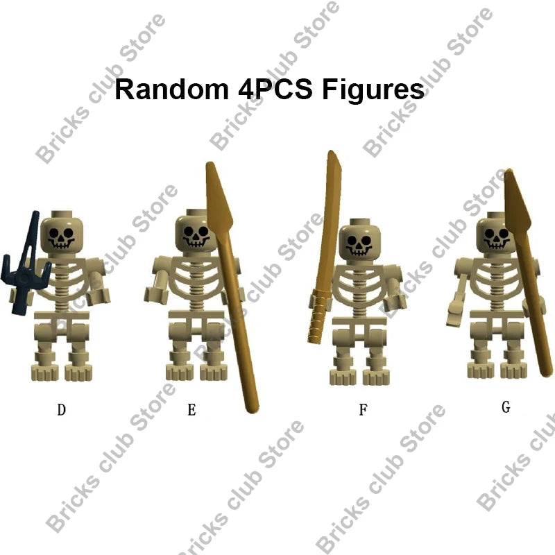 Mini Skeleton Zombie Ghost Building Blocks Scene Decoration for Kids