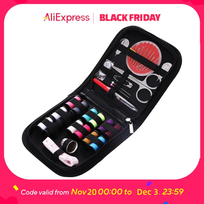 Portable Sewing Kit with Needles, Thread, Buttons & Scissors - Travel Emergency Repair Set