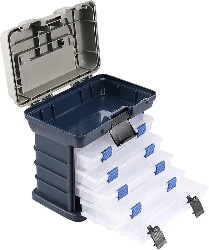 Fishing Tackle Box Kit with Pliers and Lures - Portable Multi-Compartment Organizer