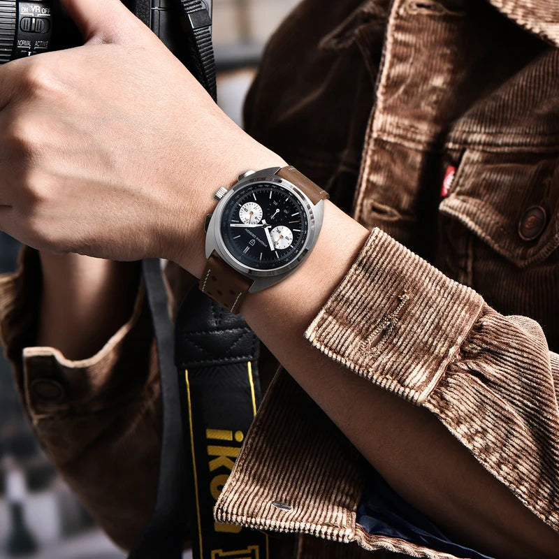 Men's Chronograph Watch with Luminous Hands and Waterproof Design - Multiple Colors
