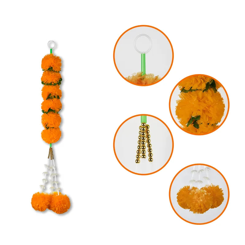 Marigold Flower Halloween Garland Artificial Floral Decoration for Festivals