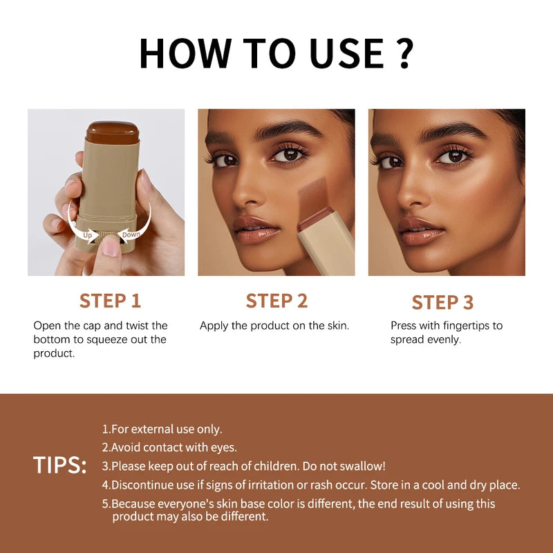 Eraser Foundation Stick - Moisturizing Skin Tinted Concealer for Travel & Daily Use