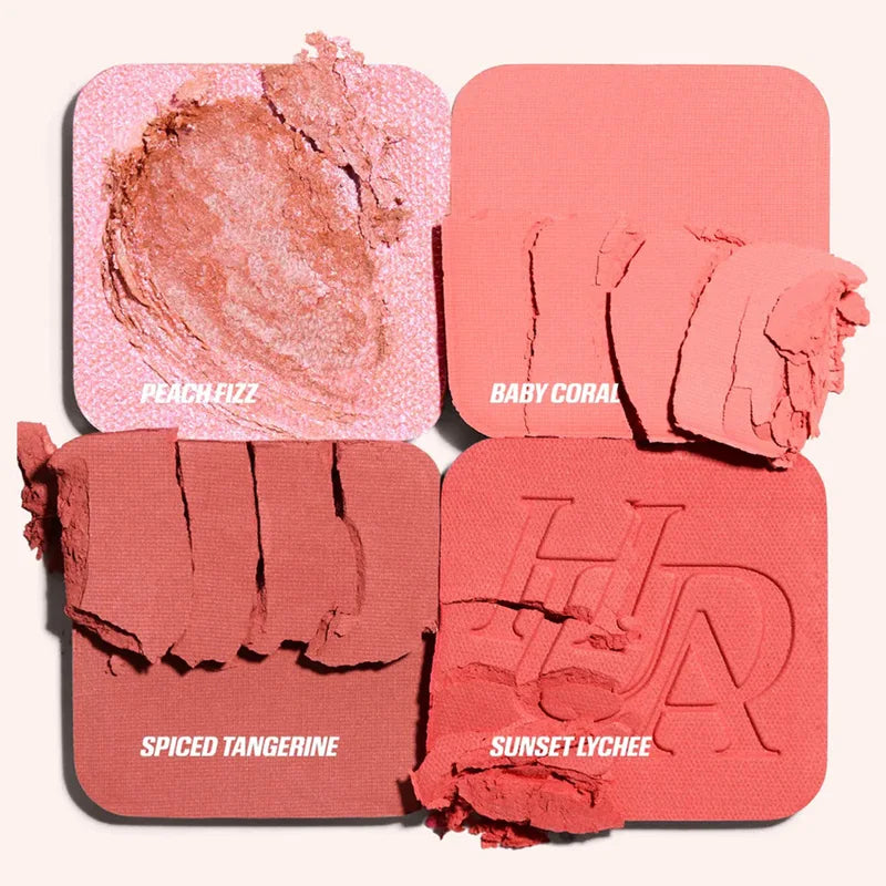 4-in-1 Cheek & Highlighter Palette - Matte Shimmer Face Makeup for Daily Use