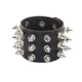 Goth Leather Wristband for Men Women - Spike Studded Adjustable Cuff Bracelet
