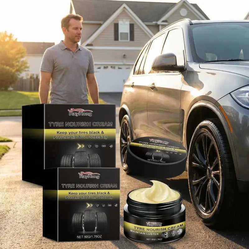 Car Tire Wax for Retreading & Protection - Long Lasting Black Shine