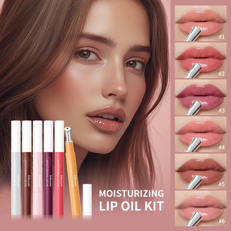 Moisturizing Lip Oil with Plumping & Shine - Nourishing Lip Care Gloss, Long Lasting